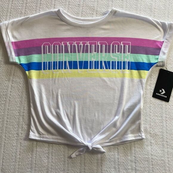 CONVERSE GIRL'S Striped Front Tie Top - Picture 1 of 6